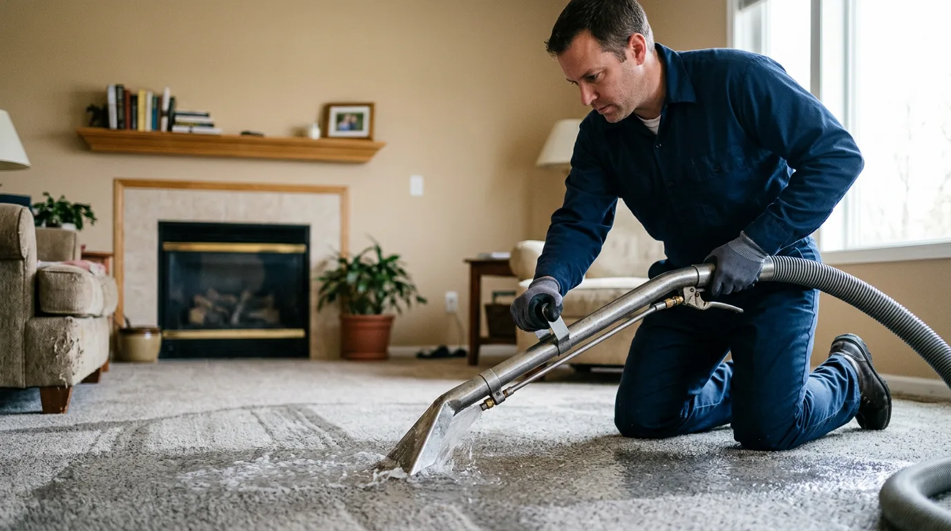 Water damage restoration technician working near Greenville, AL